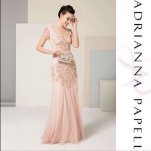 Formal Dress Beaded Wedding/Prom Blush Pink Adrianna Papell